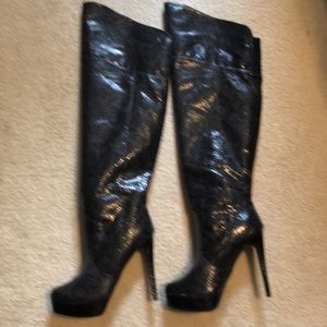 Over the knee thigh hi snakeskin boots